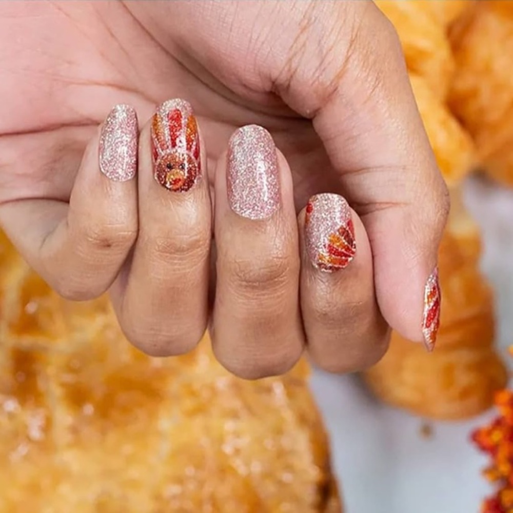 *Retired* Color Street: Talk Turkey | Thanksgiving Gold Metallic Feather Sparkle